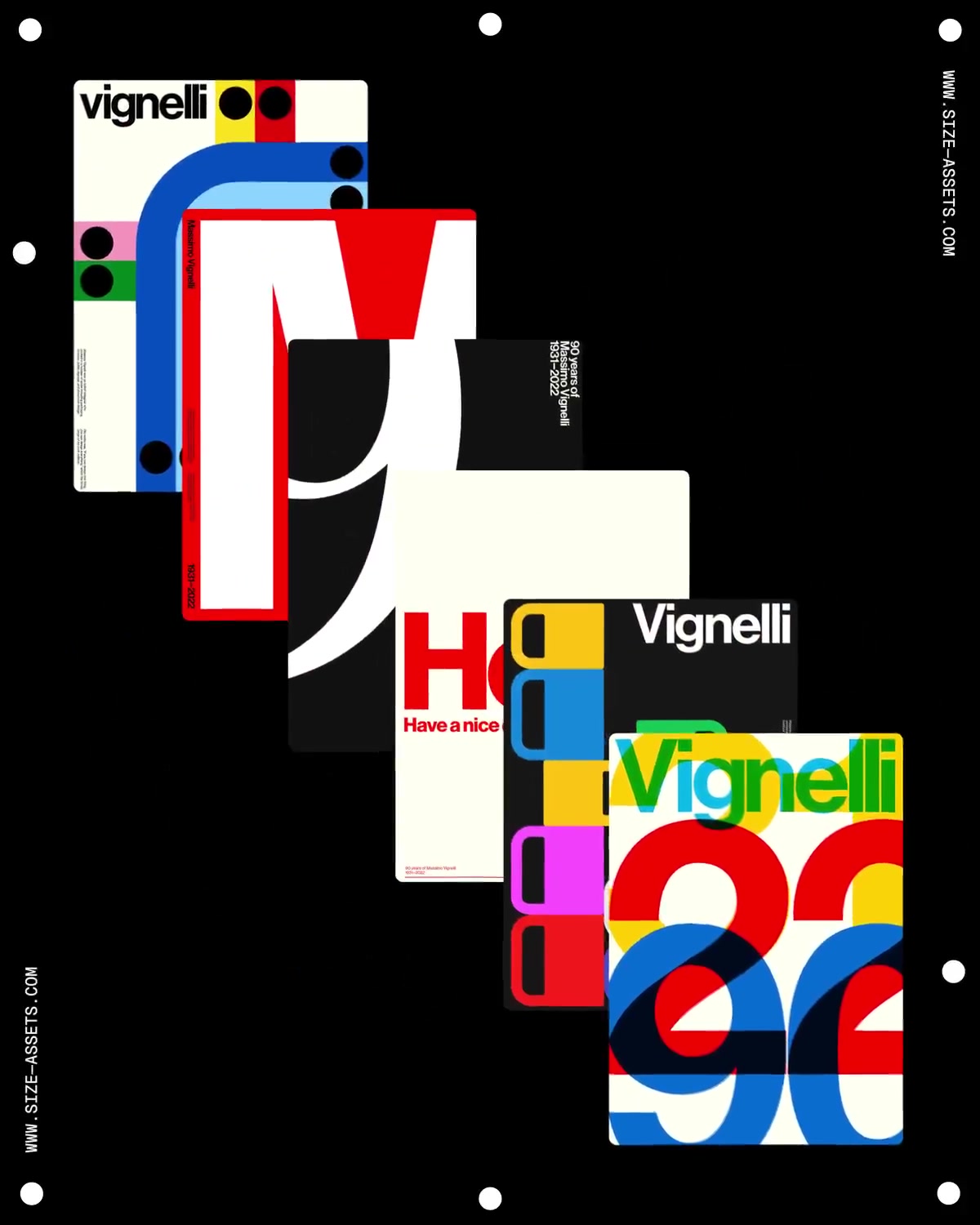 Collage of Vignelli posters with primary colors